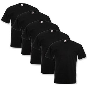 Fruit of the Loom Valueweight T-shirt, verpakking van 5 stuks, 5x zwart, 3XL