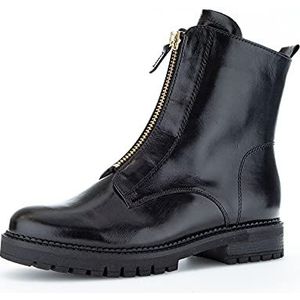 Gabor Bikerboots voor dames, uitneembaar voetbed, comfortabele breedte (H), Zwart pluizig, 40.5 EU Breed