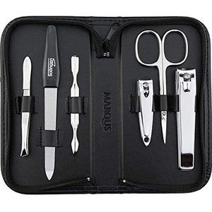 Manicureset - Solingen - 6-delige Nagelset - Kunstlederen Etui - Glanzend Vernikkeld Staal