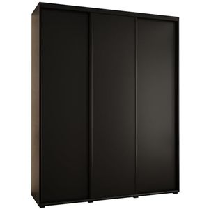 MEBLE KRYSPOL Davos 12 190 Kledingkast met drie schuifdeuren voor slaapkamer - moderne opbergkast, kledingroede en planken - 235,2x190x60 cm - Zwart Zwart Zwart