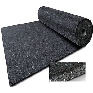 Floordirekt - Stalmat van rubbergranulaat | eenvoudig te leggen | antislip, waterdoorlatend | ontlasting van gewrichten en een goede grip | 400 x 62,5 cm | dikte: 1 cm | zwart