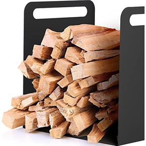 KADAX Brandhoutrek van robuust staal, zwarte haardhouthouder, gepoedercoat brandhoutrek in verschillende patronen (36 x 30 x 36 cm)