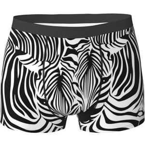 ZJYAGZX Abstracte Dier Zebra Print Mannen Zachte Boxer Slips Shorts Viscose Trunk Pack Vochtafvoerende Heren Ondergoed, Zwart, M