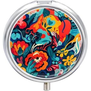 Pil Organizer Leuke Ronde, Bloem Ontwerp Gedrukt Grappige Pillendoos Grote 3 Compartiment Wekelijkse Maandelijkse Reizen Draagbare Pocket Purse Pil Container