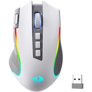 Redragon M612 PRO RGB-gamingmuis, 8000 DPI bekabelde/draadloze optische gamermuis met 11 programmeerbare knoppen en 6 verlichte modi, BT & 2.4G draadloos, softwareondersteuning, grijs