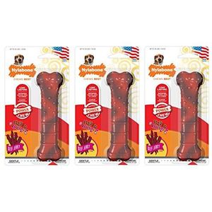 Nylabone Power Chew Textured Beef Jerky Flavor Wolf Bone for Dogs - 3 Pack
