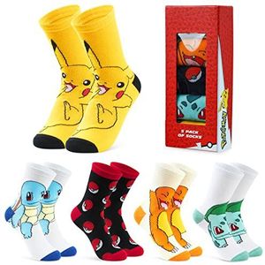 Pokemon Boys Socks 5 Pack Pikachu Enkelsokken Kids Stretchy Breathable Crew Socks voor Jongens Meisjes en Tieners Gifts (11.5-3, Multicoloured)