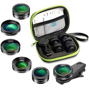 APEXEL 6 in 1 - Mobiele Telefoon Lens Kit - Fisheye Lens - Groothoek Lens - Macro Lens - Sterfilter - CPL/ND