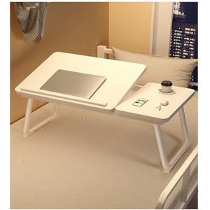Laptop Desk for Bed Couch, Portable Lap Desk/Stand for Laptop, Small Adjustable Foldable Bed Table for Laptop and Writing, Bed Tray Table with Cup Holder (Color : Beige)