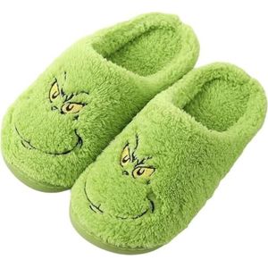 ENIXWH Grinch Pantoffels voor dames en heren, grappige pluche winterwarme pluizige pantoffels, A, 37/38 EU
