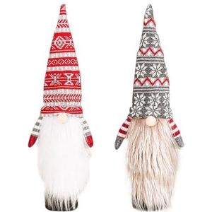 Leuke Multicolor Gebreide 2 STKS Gnome Faceless Wijnfles Trui Covers voor Home Party Kerst Topper Favor