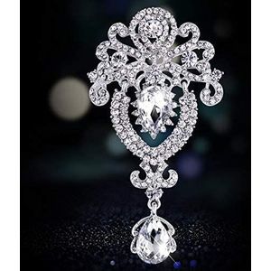 Fashion Crown Crystal Corsage Kledinghanger Glas Broche-Licht Geel Goud Kleur