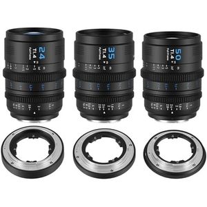 SIRUI VP-1 Vision Prime 1 T1.4 Full Frame Cine Lens Set, 24mm, 35mm, 50mm Manual Focus Cinema Lens with Pre-Installed E Mount, Interchangeable RF/Z/L Mounts (Black)