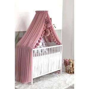 Baby Fancyroom Bedhemel voor babybed, oudroze, prinses babywieg, muggennet, bijzetbed, hemel, babykamer, decoratie, baldakijn kinderkamer van premium tule