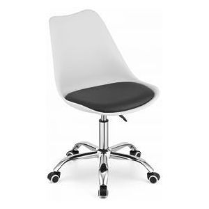 VBChome Bureaustoel, wit, zwart, draaiend met hoog geregeld, computerstoel, werkstoel, kinderkamerstoel, eenvoudige montage, stoel van polypropyleen en kussen van eco-leer, wit - zwart