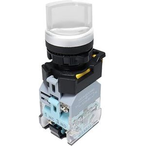 22 millimeter LA38 van kunststof heeft het licht geleid, draaiknop met momentane schakelaar 2/3 positie 10 A 220 V ON/OFF verlichte aan/uit-schakelaar (wit, lange handgreep_2 POSITIE-MOMENT