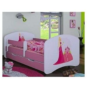 HB Kinderbed met matras en bedlade, verschillende varianten, meisjes, roze, (160 x 80 cm, prinses met slot)