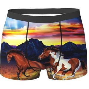 ZJYAGZX Running Horses Print Heren Zachte Boxer Slips Shorts Viscose Trunk Pack Vochtafvoerend Heren Ondergoed, Zwart, XL