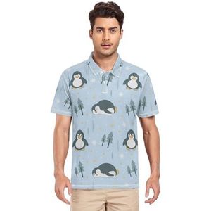 LI ZHI XIN Heren poloshirt met korte mouwen, werkshirt, zomertop, klassieke kraag, sweatshirt met 2 knopen, voor golf, tennis, outdoor, sport, pinguïn, sneeuwvlok, boom, sterren, Meerkleurig, S