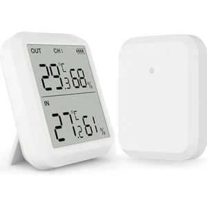 Weerstationthermometer En Hygrometer Groot LCD-scherm Met Achtergrondverlichting For Binnen En Buiten For Huiskeuken Op Binnenplaats(WIth 1 Transmitter)