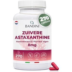 Bandini® Pure Astaxanthine 270 capsules - voorraad voor 9 maanden | Krachtige antioxidant uit de Haematococcus pluvialis-alg | Natuurlijke astaxanthin 8 mg per capsule | 100% Veganistisch, niet-GMO