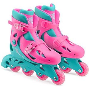 Xootz Inline skates voor kinderen, verstelbare beginners rollaarzen, meisjes, roze/blauw, klein (UK kind 9-12)