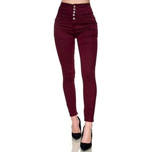 Elara Dames Jeans Stretch Skinny High Waist Chunkyrayan EL60-5 Wine-36 (S)