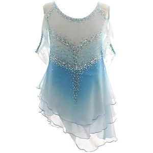 Meisjes Hoge Elastische Kunstschaatsjurk, Dames Off-shoulder IJsschaatsjurk for Competitie, Teamuniform(4XL)