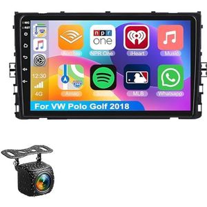 Android 15.0 2 Din Autoradio 9"" Touchscreen Auto Stereo voor VW Polo Golf 2018 met Draadloze Carplay Android Auto GPS navigatie AHD Omgekeerd beeld Stuurwielbediening(S-1(2G+32G))