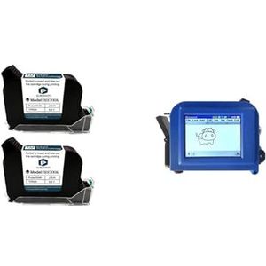 Handheld inkjetprinter, 12.7mm Handheld Inkjet Printer Label Mini, Draagbare Printer, QR Bar Batch Code Datum Nummer Logo Vervaldatum T-shirts voor tekst/barcode/logo/QRCode/teller(With 2 Quick Dry in