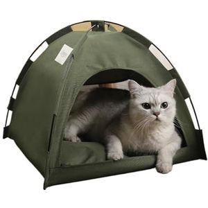 Tentbed for huisdieren Katten Huisbenodigdheden Producten Accessoires Warme kussens Meubilair Bankmand Bedden Winter Clamshell Kittententen Cat (Color : Green, Size : M 40x40cm)