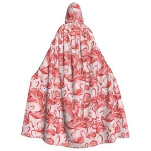WURTON Flamingo volledige lengte carnaval cape met capuchon, unisex cosplay kostuums mantel voor volwassenen 190cm