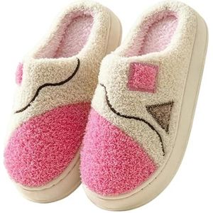 MdybF Slippers Huis Slipper Vrouwen Cartoon Winter Warm Indoor Vloer Antislip Thuis Mannen Mannelijke Schoenen Vrouwelijke, D Roos, 40-41