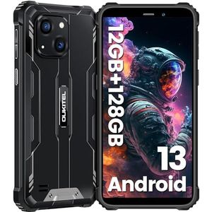 OUKITEL WP32 Rugged Smart-telefoon, 6300 mAh accu, 128 GB geheugen, Android 13, camera 20 MP + 5 MP, 6 inch (15,2 cm) robuust display, Dual SIM 4G, GPS, NFC, OTG