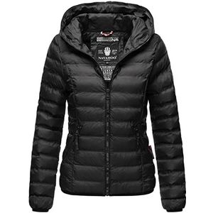 Navahoo Neevia overgangsjas voor dames, lichte gewatteerde jas, outdoorjas met capuchon, XS-XXL, zwart, M