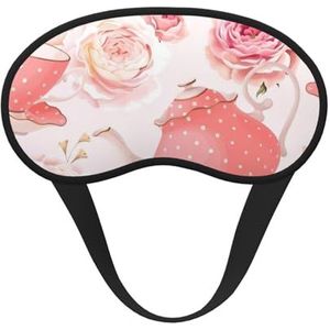 QGWDYYJQ Theekopjes met rozen romantische shabby bedrukte verduisterende slaapmasker zacht oogmasker slaaphulp oogmasker
