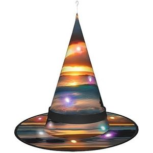 OdDdot Beach Maui Hawaii Sunset Sea Waves Clouds Witch Hat - LED gekleurd licht, geschikt voor Halloween, Kerstmis, rollenspel en meer