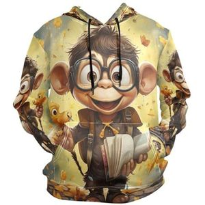 KAAVIYO Crayon Art Bruin Chimpansee Hoodie Hooded Atletische Sweatshirts 3D Print Hoodies voor Meisje Jongen Mannen (Gezondheid Stof), Patroon, L
