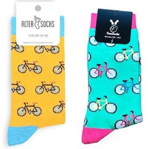 TwoSocks Kerstmansokken voor heren en dames, grappige en grappige kousen als cadeau, katoen, eenheidsmaat, fiets liefde, One Size