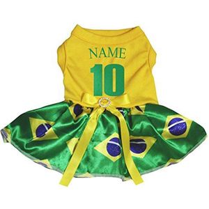Petitebelle Puppy hond kleding nummer 10 personaliseren nationale jurk (klein, Brazilië4)