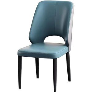 JAVYPPT Faux lederen eetkamerstoelen, ergonomie eetkamerstoelen, koolstofstaal metalen poten keukenstoelen, voor woonkamer keuken (blauw)