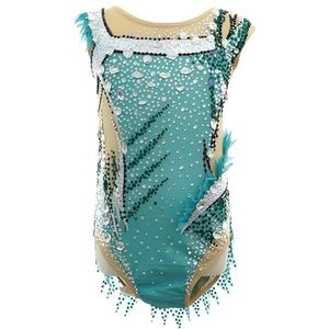 Ritmische Gymnastiekpak For Wedstrijden, Flash Diamond Ritmische Gymnastiekuniform, Teamkostuum(4XL)