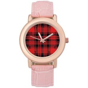Buffalo Rood Zwart Plaid Klassieke Horloges Voor Vrouwen Gemakkelijk Lees Mode Grappige Grafische Horloge Gift voor Werk Workout