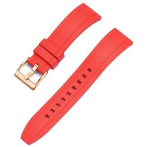 INEOUT FKM Rubber Horlogeband 20mm 22mm 24mm Armband Quick Release Polsband For Mannen Vrouwen Duiken Horloges Accessoires (Color : Red rose gold, Size : 20mm)