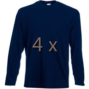 Fruit of the Loom T-shirt, met lange mouwen, M/L/XL/XXL, 4 stuks, verschillende kleurensets verkrijgbaar, Navy, L