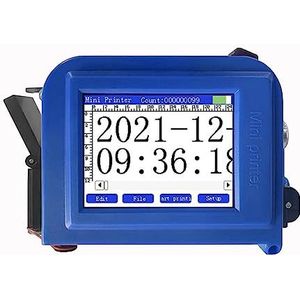 Handheld inkjetprinter, Draagbare handheld inkjetprinter, Smart Touch Screen waterdichte sneldrogende printer, codering QR Code Logo Mini voor tekst/barcode/logo/QRCode/teller(Blue)