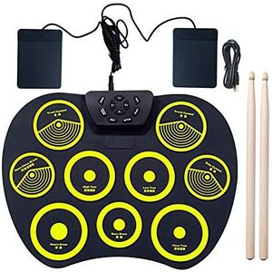 Beginner hand drum instrument Draagbaar kantoorlaminaat elektronisch kantoor draagbaar spel met beginnerskinderen pedaal batterij Electronic drum kit (Color : Yellow)