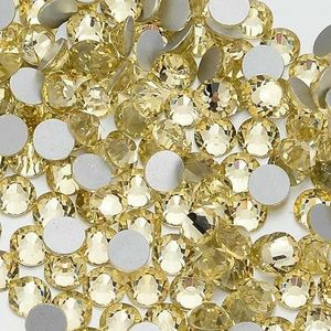 SS6-SS20 1440 stuks kristal non-hotfix strass steentjes flatback glitter steentjes nail art decoraties diy accessoires-lichtgeel-mix formaat (SS3-SS20)-1440 stuks