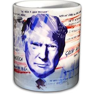 Trump Mok - handgemaakte designmok van briljant porselein uniek - mok, mok, koffiemok, theekop keramische mok, 330 ml, cadeau voor vrienden (ronde kop)
