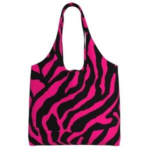 XIAOYANS Zebra Tiger Leopard Pink Extra Grote Capaciteit Schoudertas Voor Winkelen Reizen Dagelijks Gebruik, Zwart, Eén maat